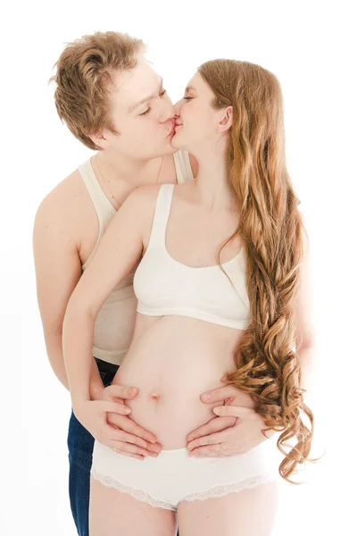 Homme avec sa femme enceinte — Photo