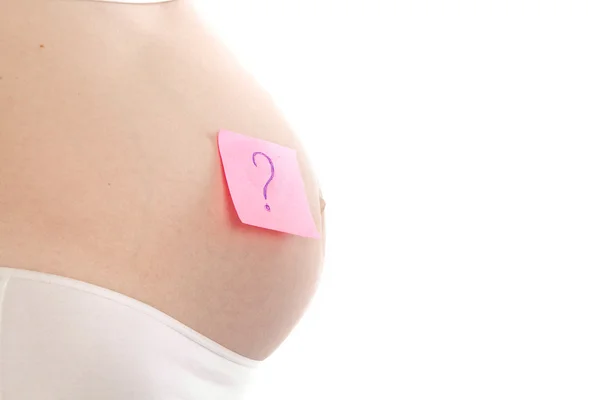 Gravid kvinna med klistermärke — Stockfoto