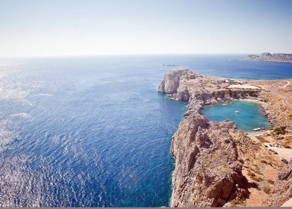 Ilhas gregas - Rodes, Baía de Lindos — Fotografia de Stock