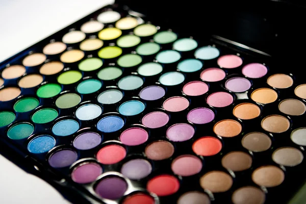 Sada make-upu. profesionální barevné oční stíny paleta — Stock fotografie