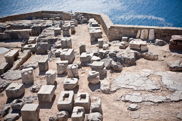 Antico tempio di Apollo a Lindos, isola di Rodi, Grecia — Foto Stock