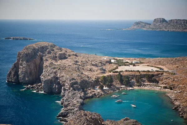 Isole greche Rodi, baia di Lindos — Foto Stock