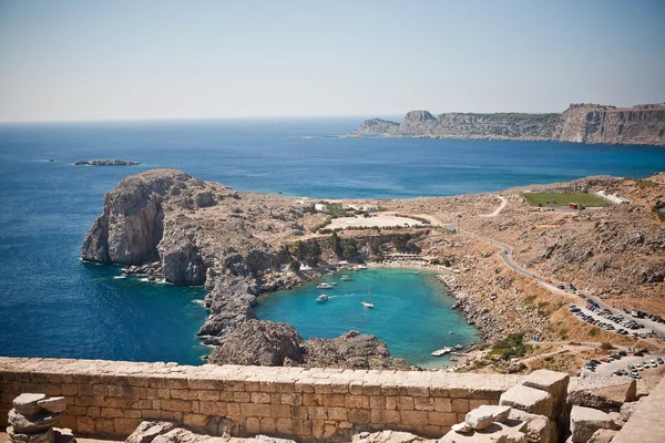 Griekse eilanden - rhodes, lindos bay — Stockfoto