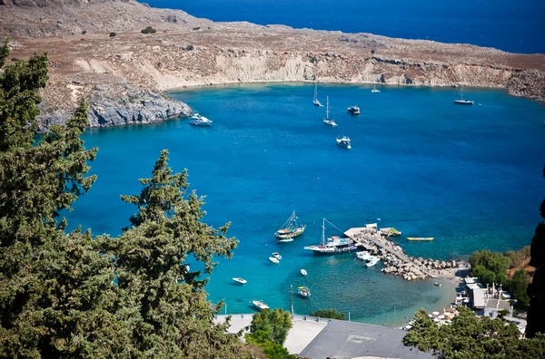 Ilhas gregas - Rodes, Baía de Lindos — Fotografia de Stock