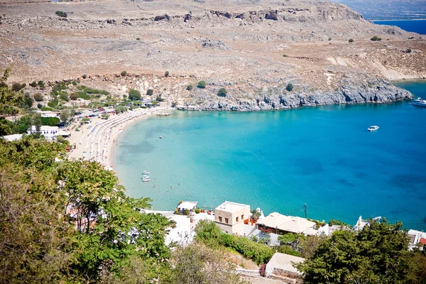 Wyspy greckie - Rodos, lindos bay — Zdjęcie stockowe