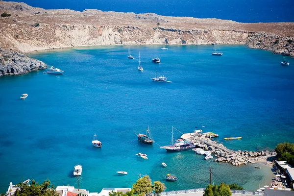 Islas griegas - Rodas, bahía de Lindos — Foto de Stock