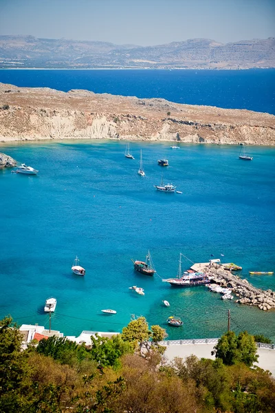 Islas griegas - Rodas, bahía de Lindos — Foto de Stock