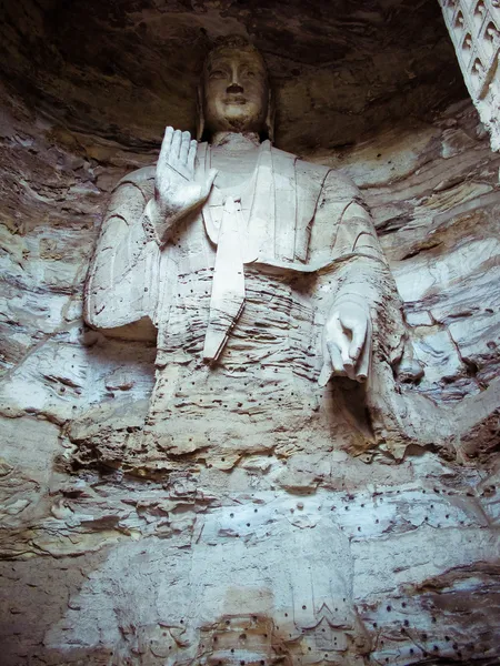 中国、山西省: 石雲崗石窟の彫刻 — ストック写真