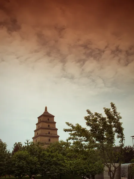 巨大な野生のガチョウの塔 - 中国西安の仏教仏塔. — ストック写真