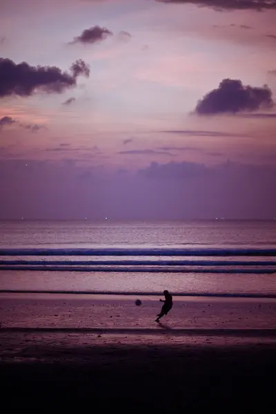 Pôr-do-sol Bali Kuta Beach — Fotografia de Stock