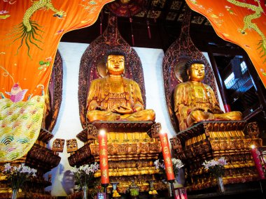 Yeşim buddha Tapınağı jufo si Şangay Çin en ünlü Budist tapınağı Budist heykeller shanghai