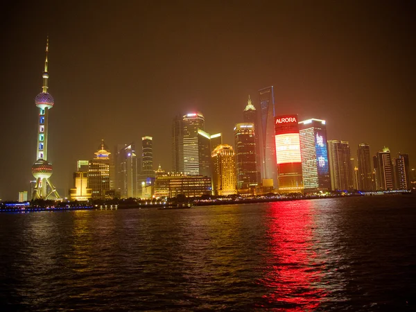 Nuit shanghai, belle rivière suzhou et centre financier lujiazui — Photo