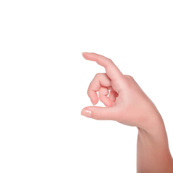 Gesto de mano humana. Aislado sobre blanco. Mantenimiento — Foto de Stock