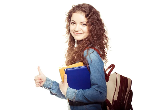 Lachende vrouw van de student — Stockfoto