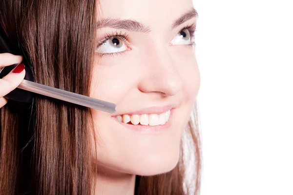 Retrato do operador de chamada menina sorridente — Fotografia de Stock