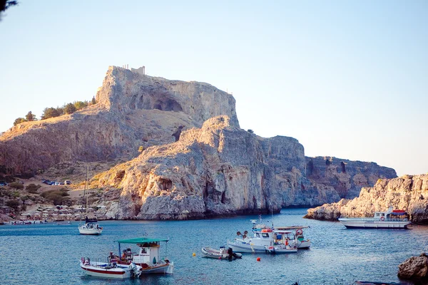 Řecké ostrovy - Rhodos, lindos bay — Stock fotografie