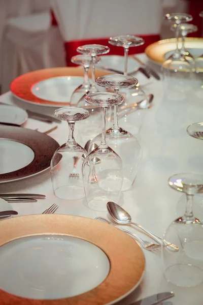 Conjunto de mesa para uma festa de evento ou recepção de casamento — Fotografia de Stock