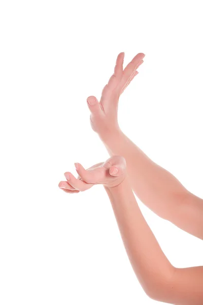 Жінка рука на білому тлі — стокове фото
