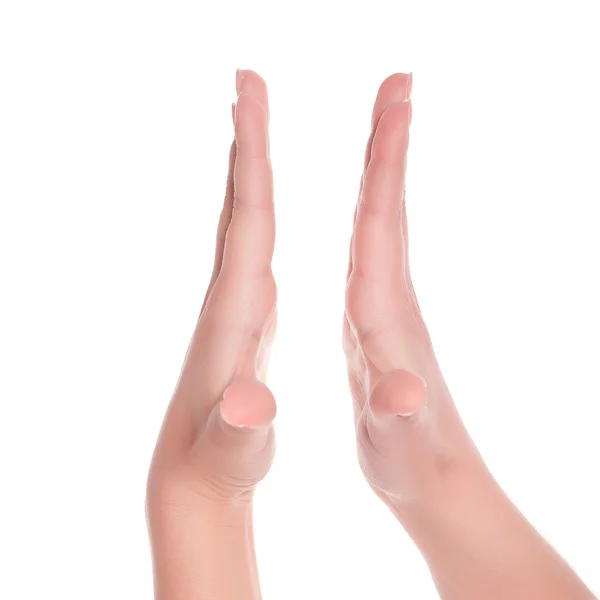 Mano de mujer sobre fondo blanco — Foto de Stock