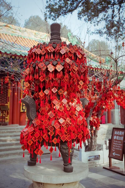 Biglietti di auguri in un tempio buddista a Pechino — Foto Stock