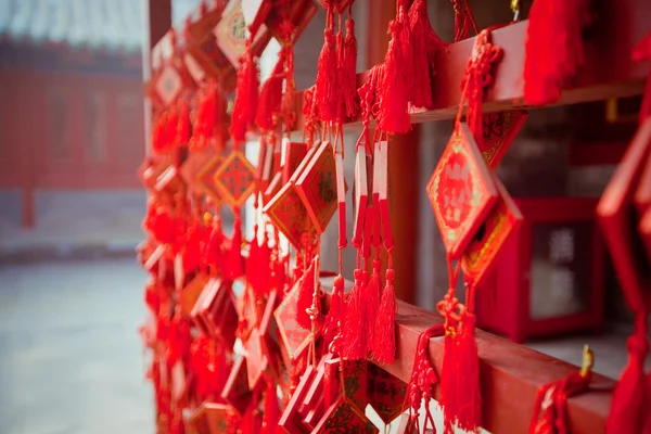 Přání karty v buddhistickém chrámu v Pekingu — Stock fotografie