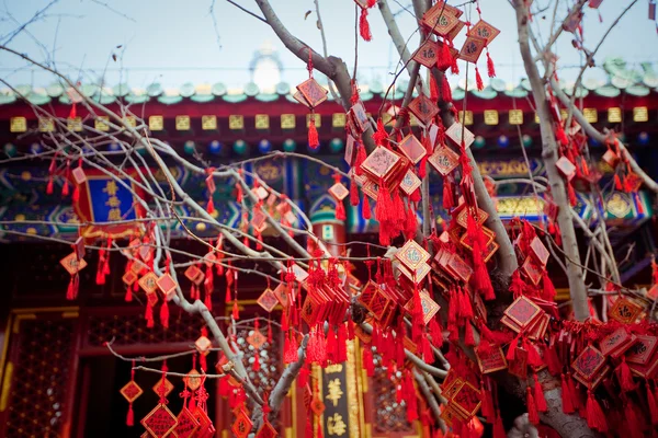 Pekin'de bir Budist tapınağında dilek kartları — Stok fotoğraf