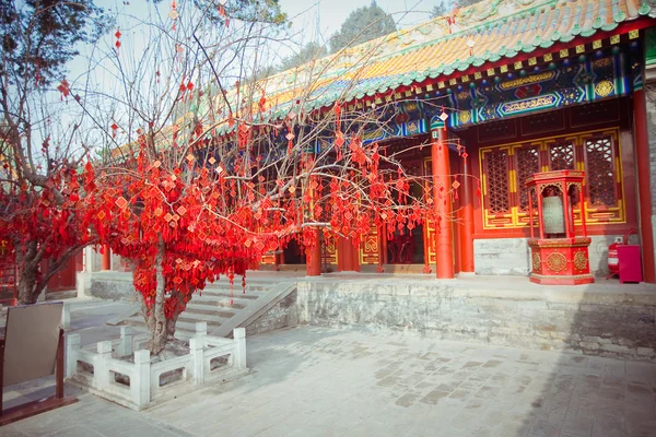 Wens kaarten in een boeddhistische tempel in beijing — Stockfoto