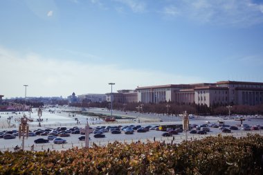 Pekin - 6 Şubat: insanlar üzerinde 6 februar tiananmen Meydanı'nda yürürken