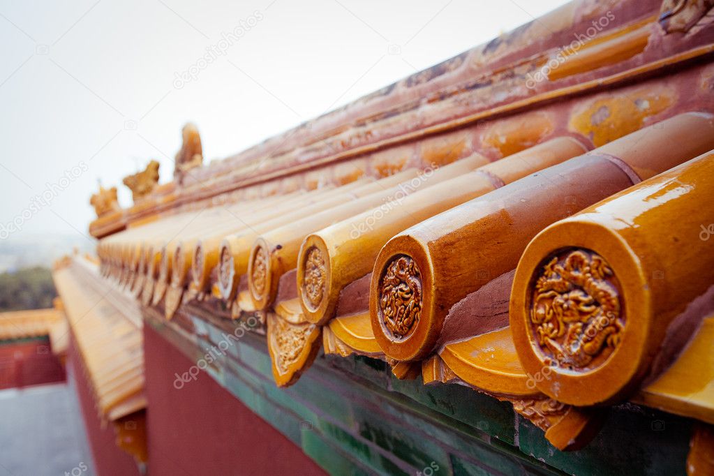 Chinese yellow temple roof Summer palace