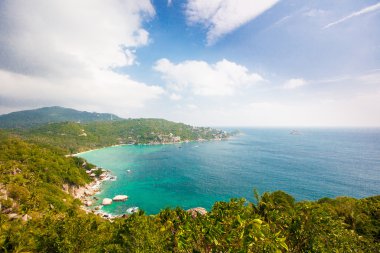 plaj tropikal ada havadan görünümü