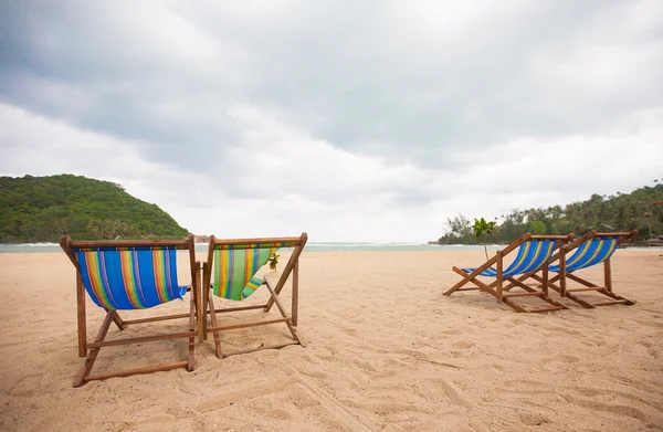 Beach chairs at sea front — Stock Photo, Image