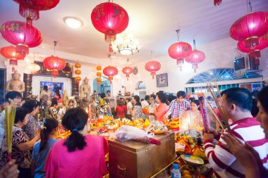 Phnom penh, Kamboçya - 31 Ocak 2014 insanlar kutlamak Çin