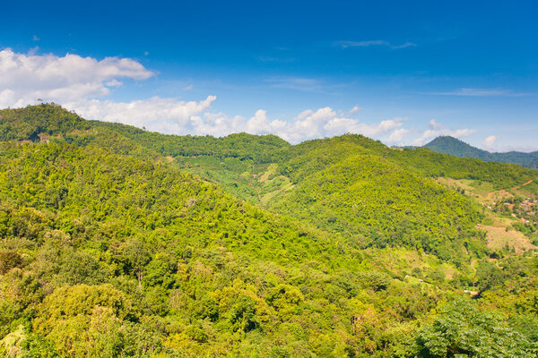 Village Thaton in the Thailand, airview