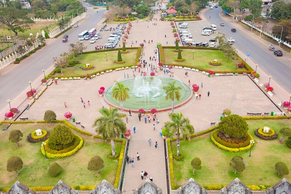 Visa av vientiane från victory gate patuxai, laos, sydöstra asi — Stockfoto