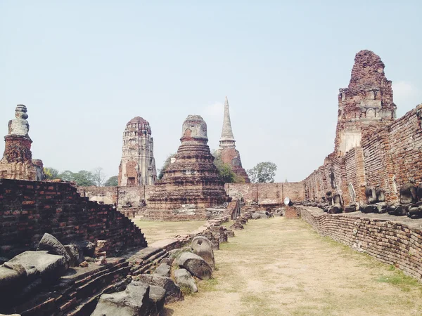Temple  wat Mahathat in Ayutthaya historical park — Stock Photo, Image