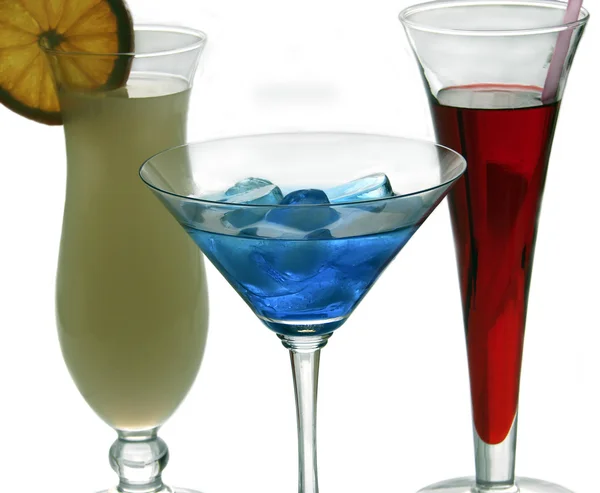 Three colorful coctail glasses — Stock Photo, Image