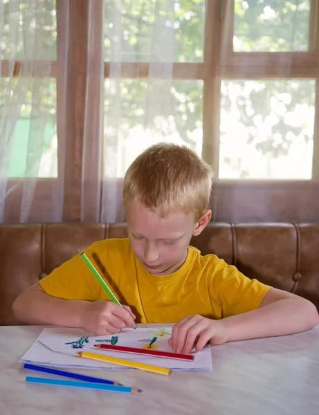 Young boy drawing — Stock Photo, Image