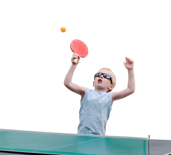 Junge spielt Tischtennis Stockbild