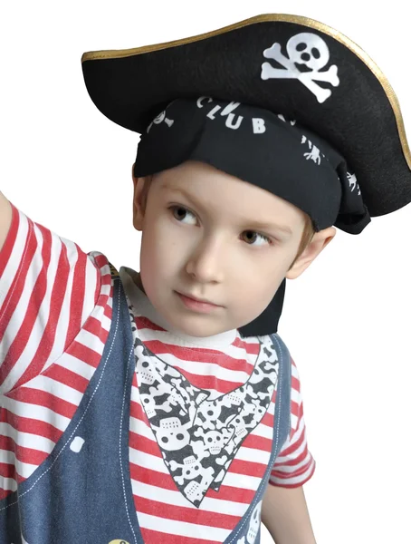 Lindo chico usando traje de pirata Imagen de stock