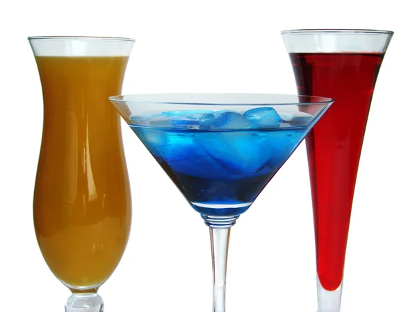 Three colorful coctail glasses on white — Stock Photo, Image