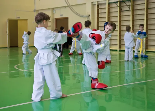 Taekwondo: meninos lutando — Fotografia de Stock
