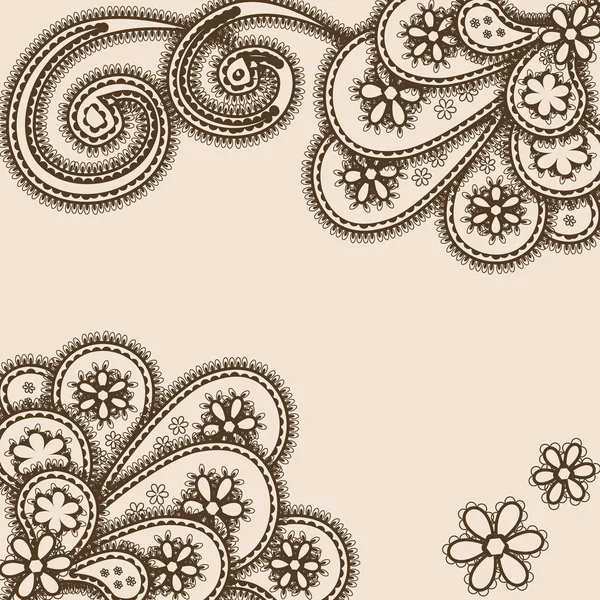 Abstraktes Ornament mit Paisleys, Henna-Stil — Stockvektor