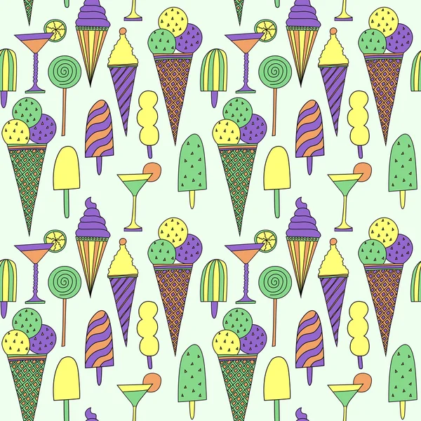 Seamless pattern with ice cream — Stock Vector