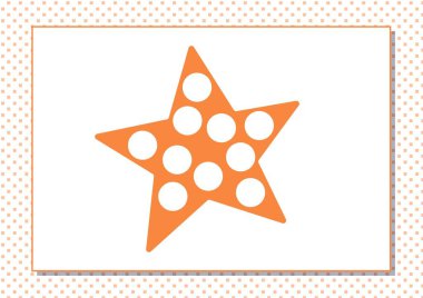 Yazdırılabilir çalışma kağıdı. Parmak boyama. Sevimli çizgi film yıldızı. Vektör çizimi. Yatay A4 sayfa Renk Turuncusu.