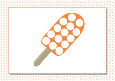 Yazdırılabilir çalışma kağıdı. Parmak boyama. Tatlı çizgi film dondurması. Vektör çizimi. Yatay A4 sayfa Renk Turuncusu.