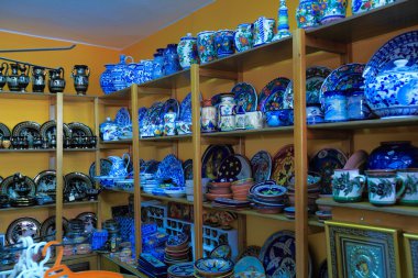 Hediyelik eşya dükkanı ouranopolis, athos Yarımadası, mount athos, chalkidiki, Yunanistan