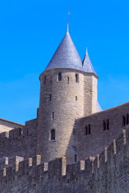 duvarları ve kuleler ünlü ortaçağ şehir, carcassonne, Fransa