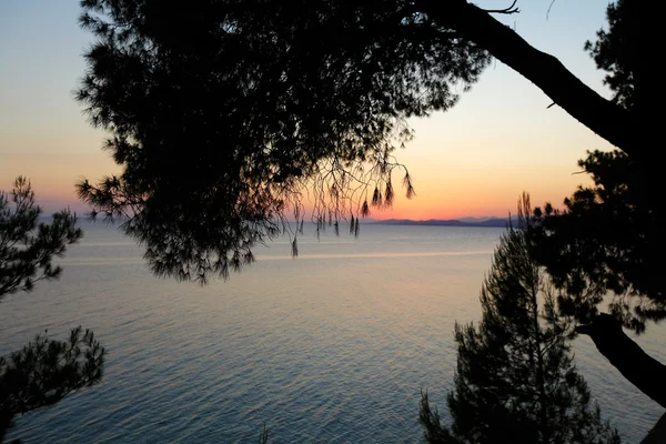 Ηλιοβασίλεμα σε Σιθωνία, Χαλκιδική, Ελλάδα — Φωτογραφία Αρχείου