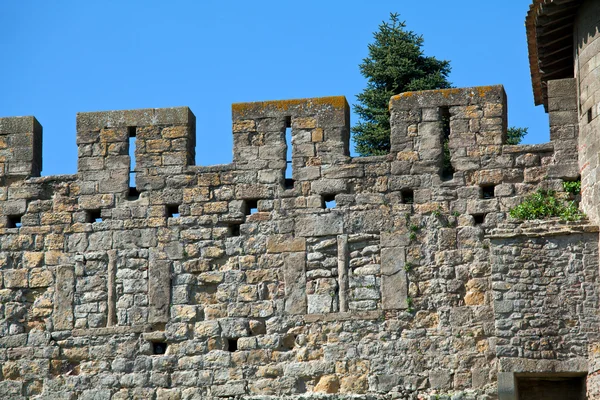 Mury średniowiecznego miasta, carcassonne, Francja — Zdjęcie stockowe