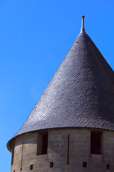 Techo de la torre de la famosa ciudad medieval, Carcasona, Francia —  Fotos de Stock